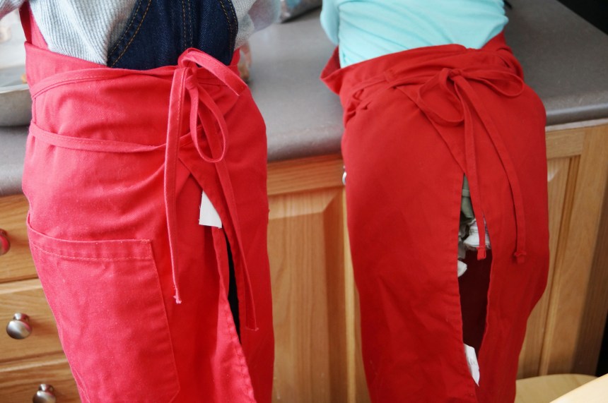 They both wanted red aprons today!